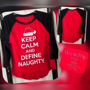Wound Up Red and Black Chritmas 3/4 Sleeve Tee Size Lg